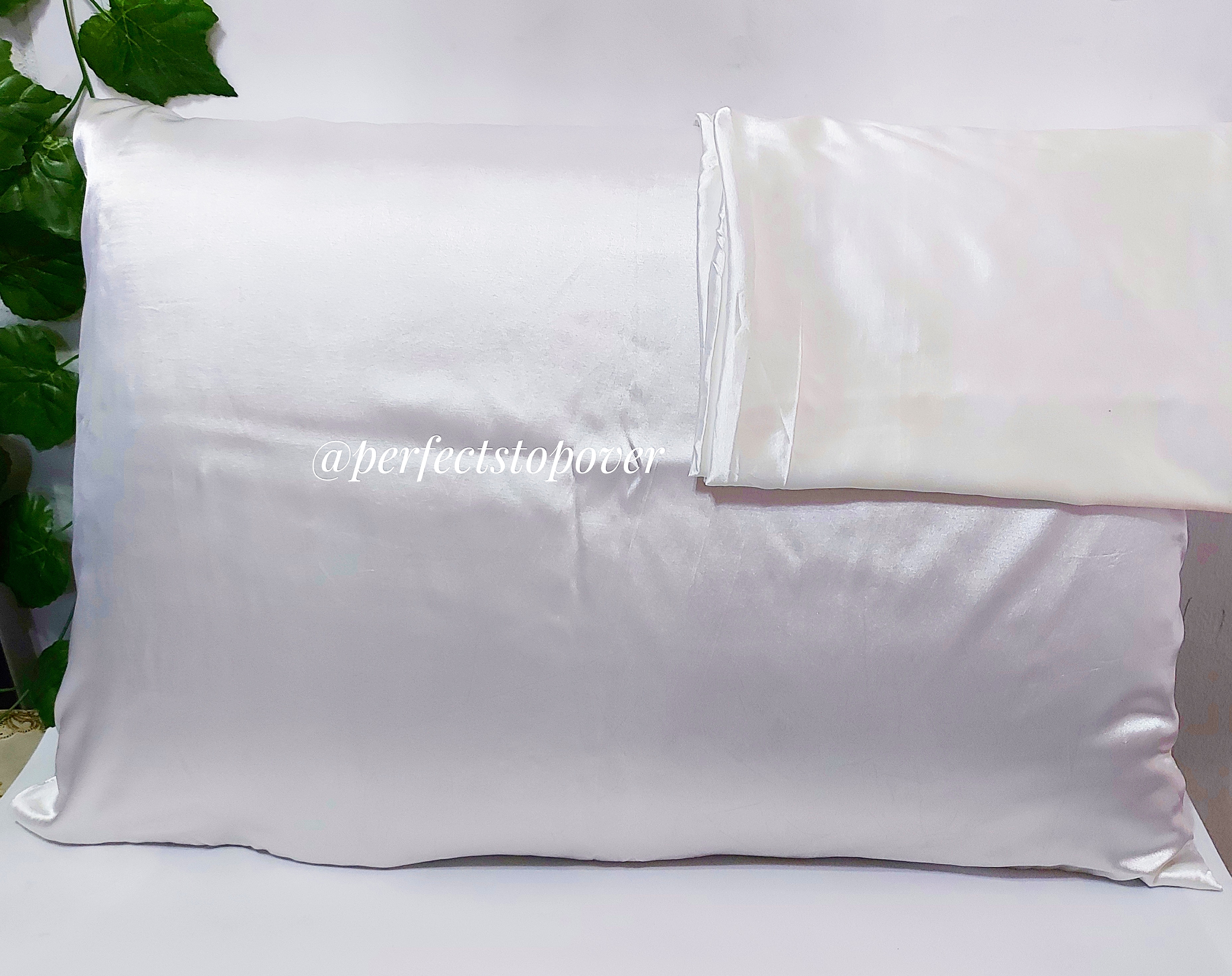 1pc white Plain satin pillowcase