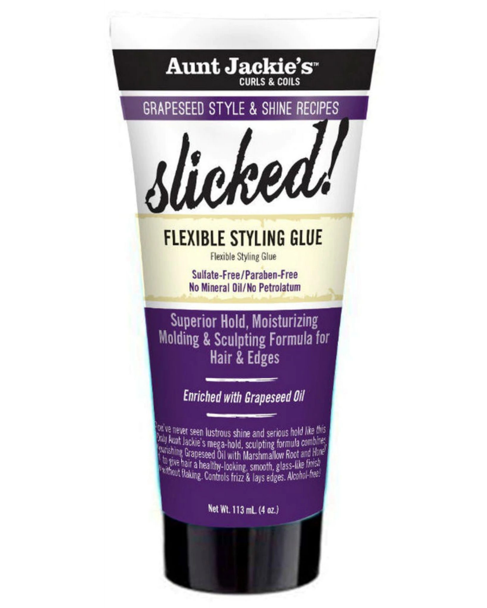 Aunt Jackie’s Grapeseed Style & Shine Recipes SLICKED! Flexible Styling Glue