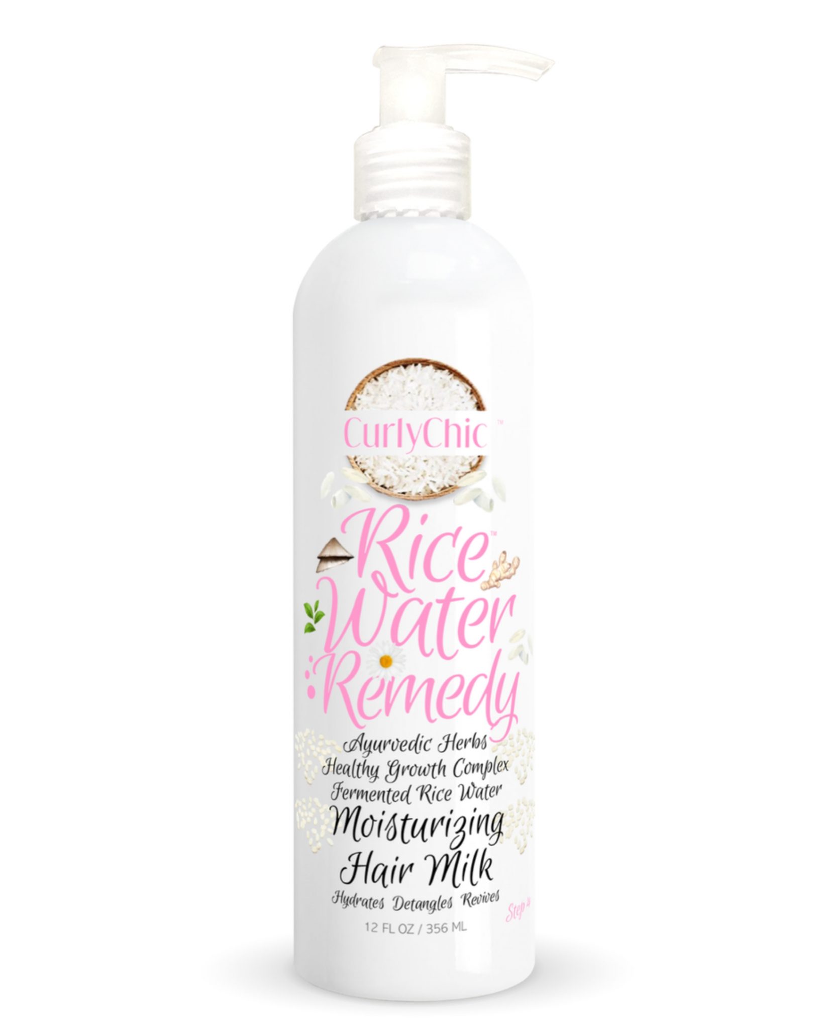 CurlyChic Rice Water Remedy Ayurvedic Herbs Moisturizing Milk 12Oz