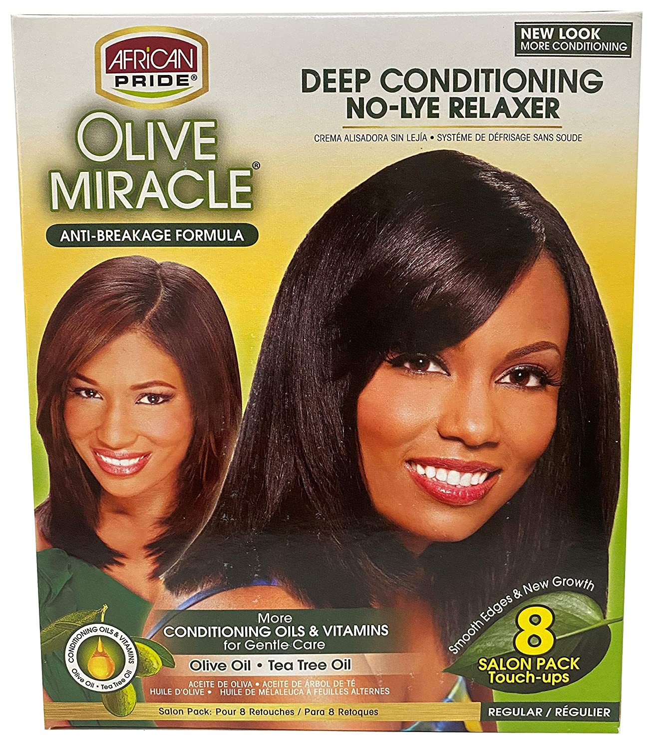 African Pride Olive Miracle Deep Conditioning No-Lye Relaxer - Regular Kit 8-Count