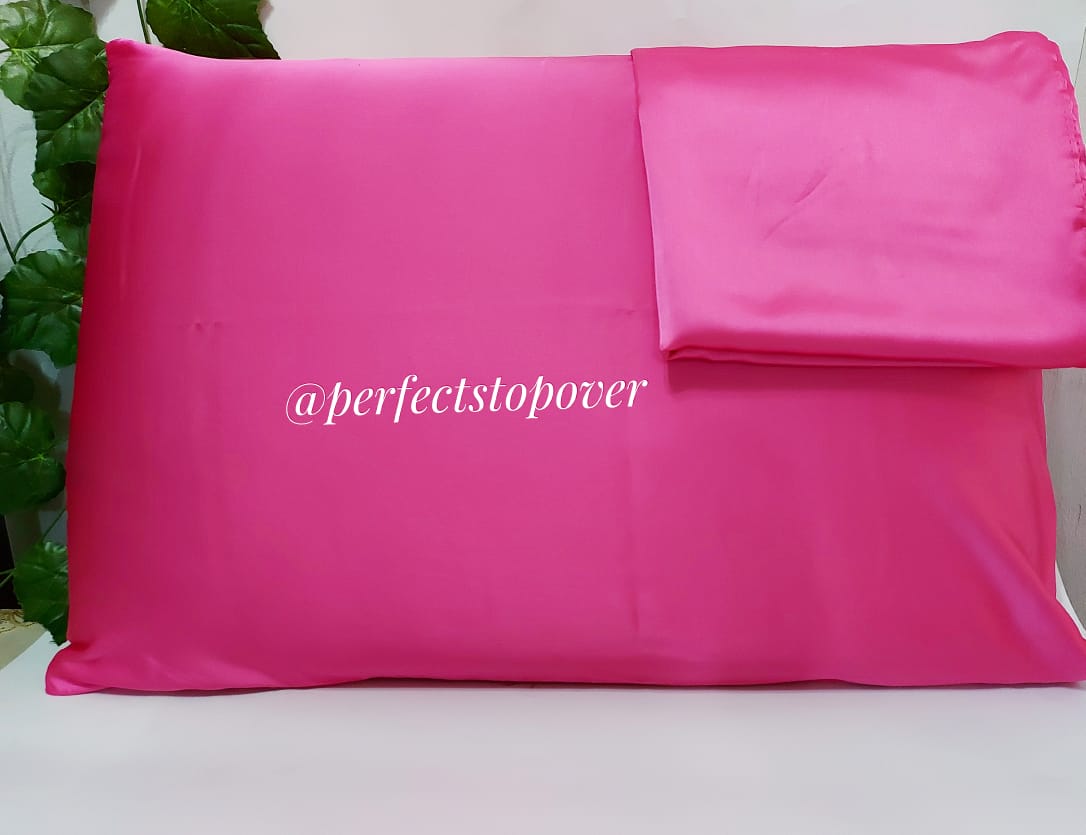 1pc Pink Plain Satin Pillowcase