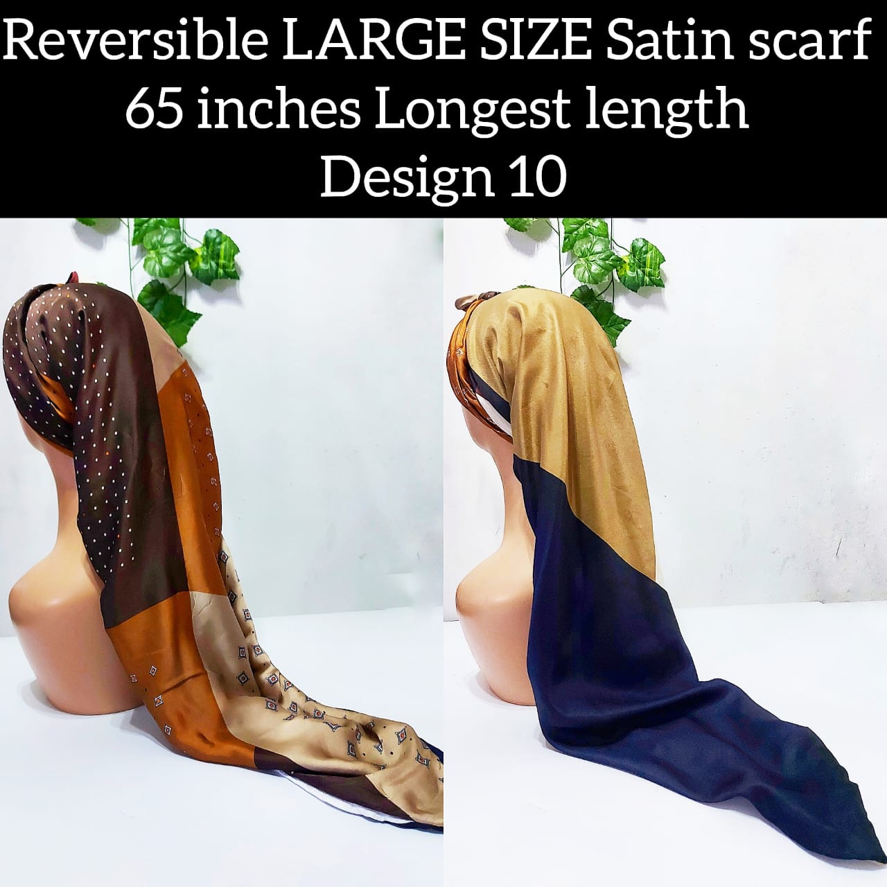 Reversible LARGE SIZE Satin Scarf Design 10