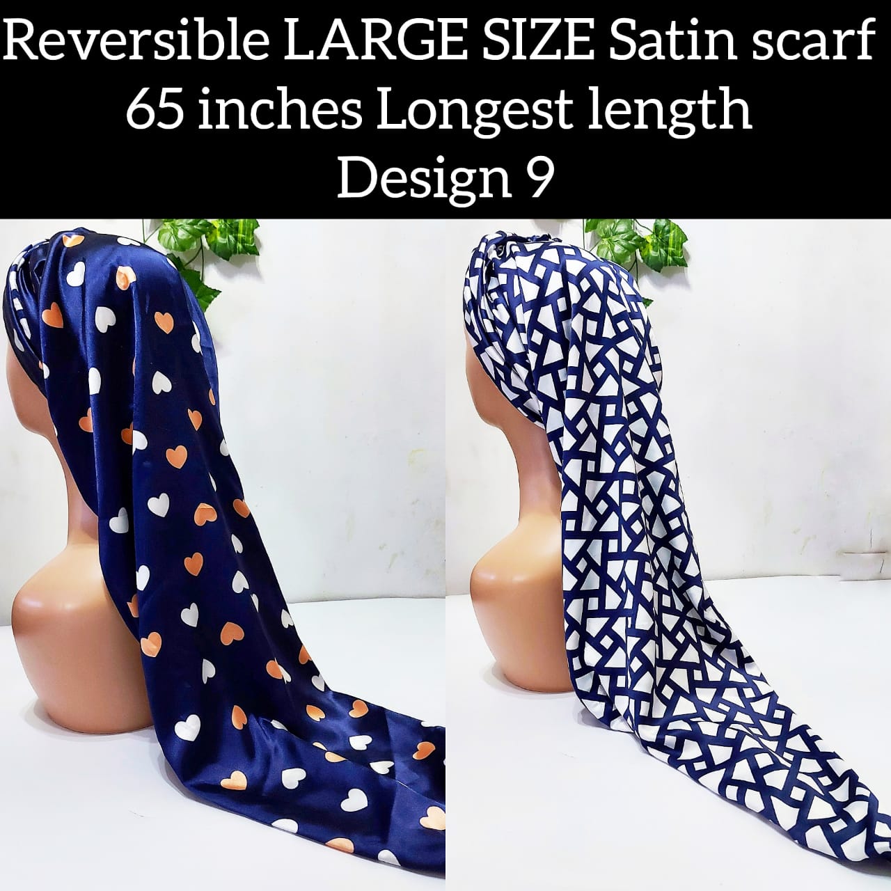 Reversible LARGE SIZE Satin Scarf Design 9