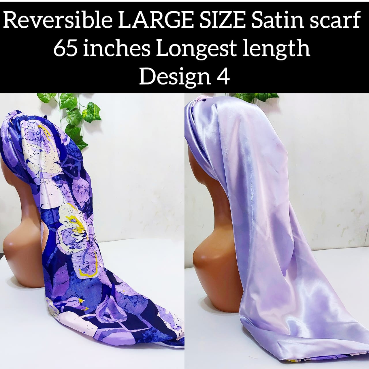 Reversible LARGE SIZE Satin scarf Design 4