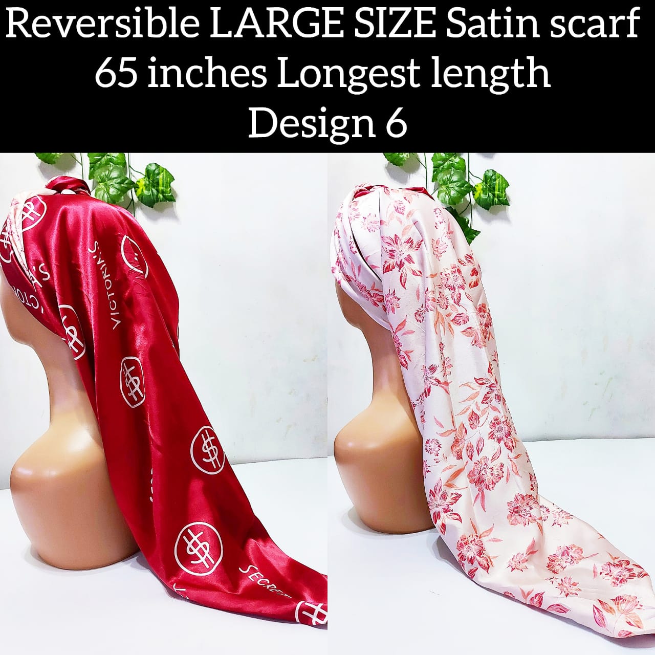 Reversible LARGE SIZE Satin scarf Design 6
